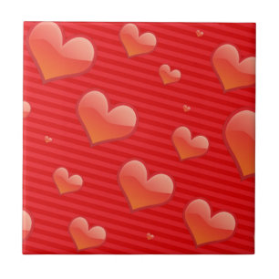 Red Hearts Ceramic Tile Tegeltje