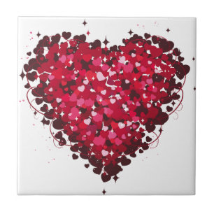 Red Hearts Ceramic Tile Tegeltje