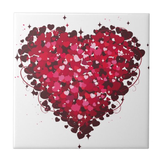 Red Hearts Ceramic Tile Tegeltje (Voorkant)