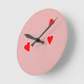 Red Hearts Clock Ronde Klok (Hoek)