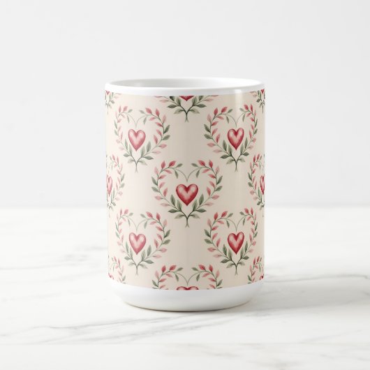 Red Hearts Cream Morphing Mug (Centre)