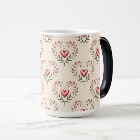 Red Hearts Cream Morphing Mug (Devant droit)