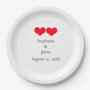 Red Hearts Cute Couple Wedding Valentijnsdag 2023 Papieren Bordje