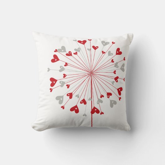 Red Hearts Dandelion Love Whimsical Cute Cushion Kussen (Voorkant)
