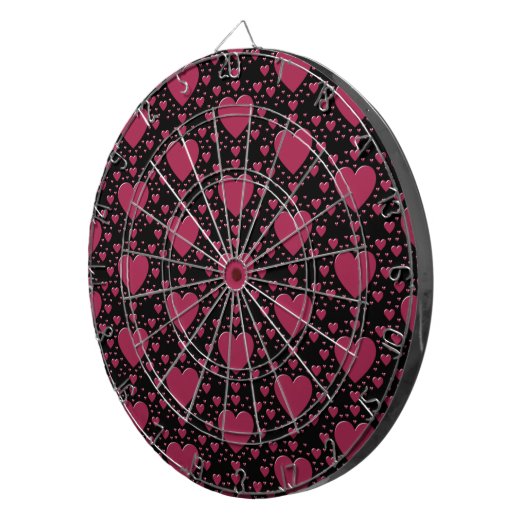 Red Hearts Decorative Dartboard Dartbord (Voorkant Rechts)