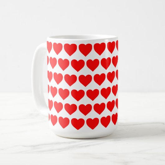 Red Hearts design pattern valentine love Koffiemok (Voorkant links)