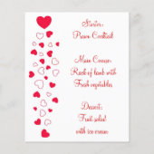 Red Hearts Design Valentijnsdag Wedding Menu (Achterkant)