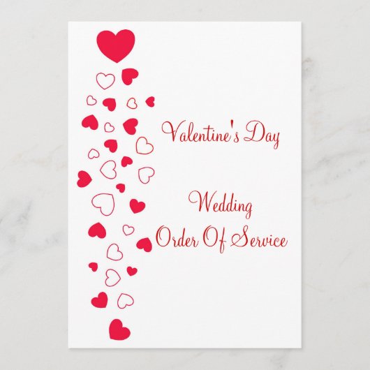 Red Hearts Design Valentijnsdag Wedding Programma (Voorkant)