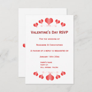 Red Hearts Design Valentijnsdag Wedding RSVP