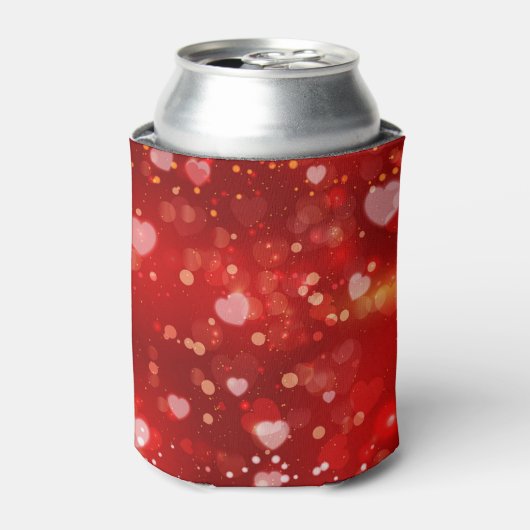 Red Hearts en Bokeh Blikjeskoeler (Blikje Voorkant)