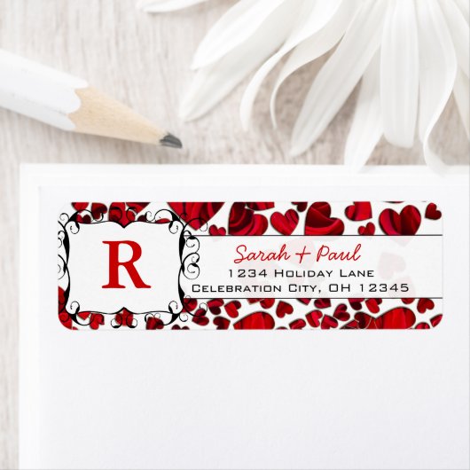 Red Hearts en Rozen Retouradreslabel Etiket (Insitu)