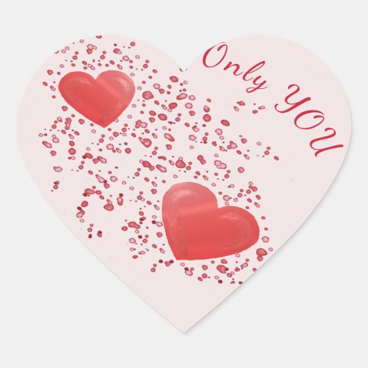 Red Hearts en Sparkles Only You Valentijn Hart Sticker (Voorkant)
