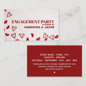 Red Hearts, Engagement Party Invitation de billets (Devant / Derrière)