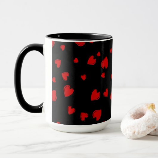Red Hearts gepersonaliseerd Mok (Met donut)
