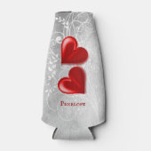 Red Hearts Glacière de bouteille personnalisée (Devant)