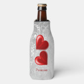 Red Hearts Glacière de bouteille personnalisée (Bottle Devant)