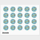 Red Hearts Happy Valentine's Day Pixel Art Pattern Ronde Sticker (Vel)