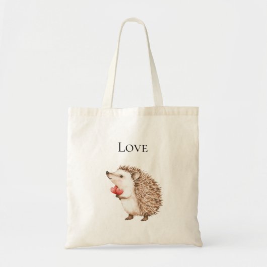 Red Hearts Hedgehog Tote Bag (Voorkant)