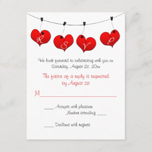 Red Hearts in Love Wedding Carte RSVP