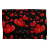 Red Hearts Infinity Initialen Monogram op zwart | Kussensloop (Voorkant-Links)