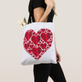 Red Hearts Lace Design on White Background Tas (Dichtbij)