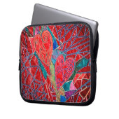 Red hearts laptop sleeve (Voorkant Links)