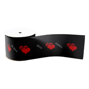 Red Hearts-lint Grosgrain Lint