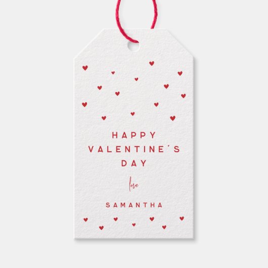 Red Hearts Love Happy Valentine's Day  Cadeaulabel (Voorkant)