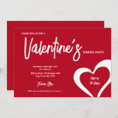 Red Hearts Modern Script Valentijnse binnenpartij Kaart (Voorkant / Achterkant)