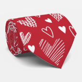 Red Hearts Motif Valentines Cravate (Roulé)