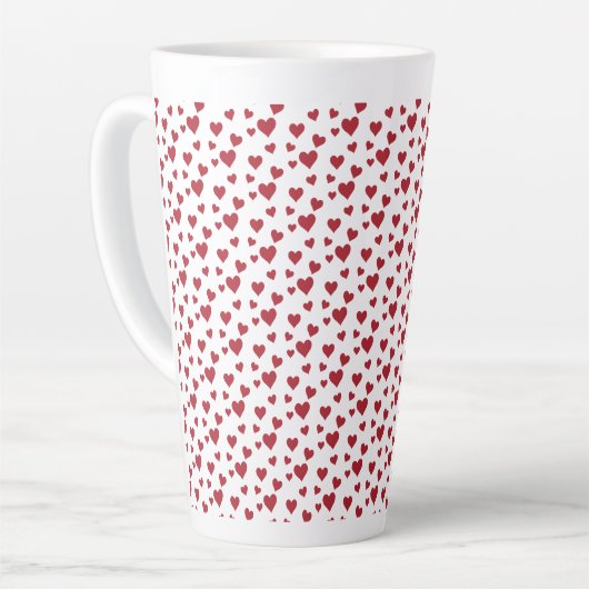 Red Hearts Motif Valentine's Day Latte Mug (Angle gauche)