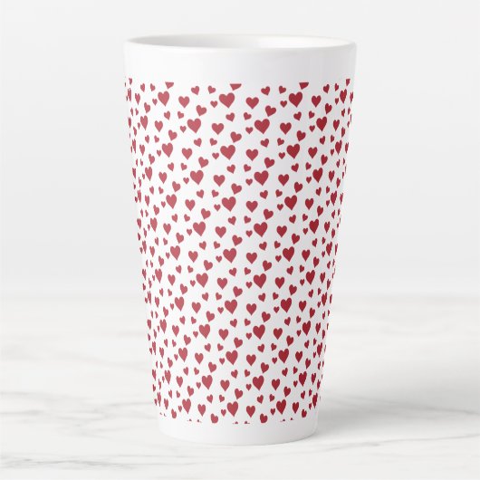 Red Hearts Motif Valentine's Day Latte Mug (Devant)