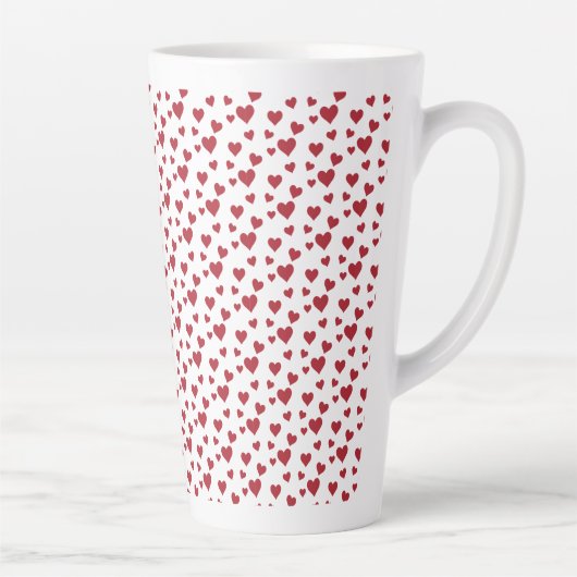 Red Hearts Motif Valentine's Day Latte Mug (Droite)