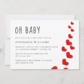 Red Hearts Oh Baby Valentijns Baby shower Kaart (Voorkant)