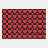 Red Hearts On Black Inpakpapier Vel (Voorkant)