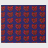 Red Hearts on Blue Wrapping Paper Cadeaupapier (Vlak)