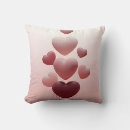 red hearts on pastel pink backdrop, valentine kussen
