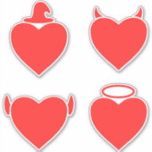 Red Hearts Pack Angel, Devil, Elf en Wizard Sticker (Voorkant)