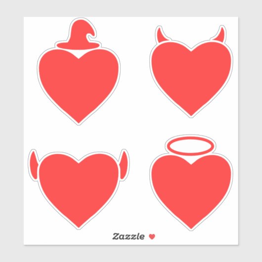 Red Hearts Pack Angel, Devil, Elf en Wizard Sticker (Vel)