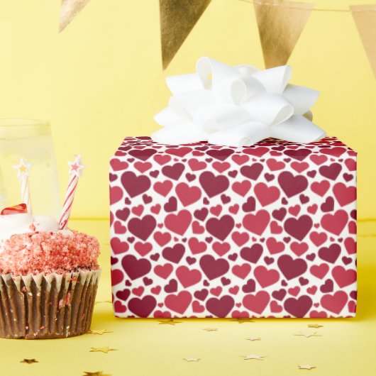 Red Hearts Patroon Cadeaupapier (Verjaardagsfeest)