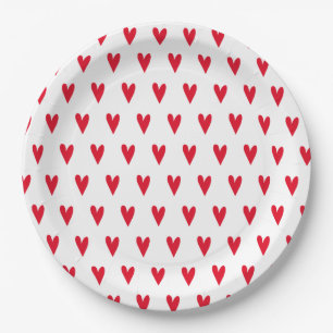 Red Hearts Patroon   Romantisch Papieren Bordje