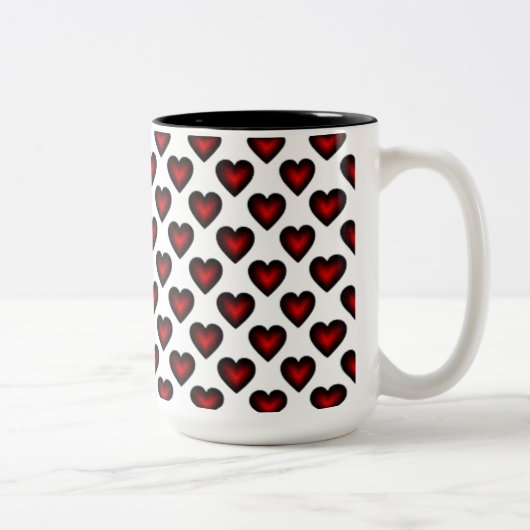 Red Hearts Pattern Coffee Mok (Rechts)