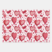 Red Hearts Pattern Drawing Valentijn Day Inpakpapier Vel (Voorkant)