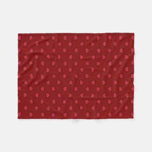 Red Hearts Pattern Fleece Blanket (Voorkant (Horizontaal))
