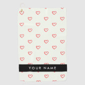 Red Hearts Pattern, Liefde, Jouw naam, Personalise Golfhanddoek (Voorkant)