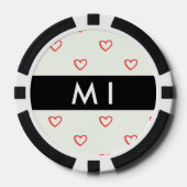 Red Hearts Pattern, Liefde, Jouw naam, Personalise Poker Chips (Voorkant)