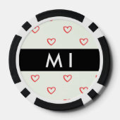 Red Hearts Pattern, Liefde, Jouw naam, Personalise Poker Chips (Achterkant)