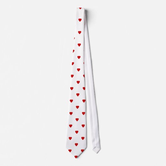 Red Hearts Pattern op een witte achtergrond. Stropdas (Voorkant)