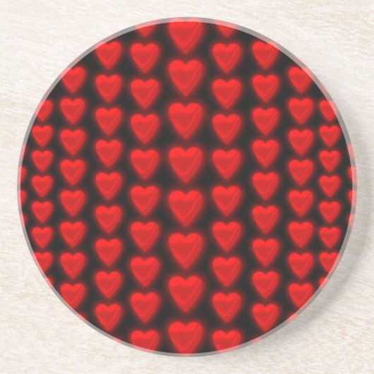 Red Hearts Pattern Sandstone Onderzetter (Voorkant)