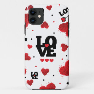 Red Hearts Pattern Valentijnsdag iPhone 11 Hoesje